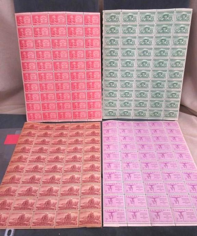 (4) Sheets of 3 cent stamps