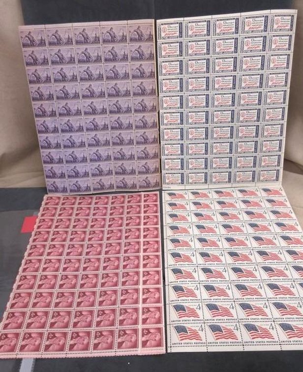 (3) Sheets of 4 cent stamps (1) Sheet of 3 cent stamps