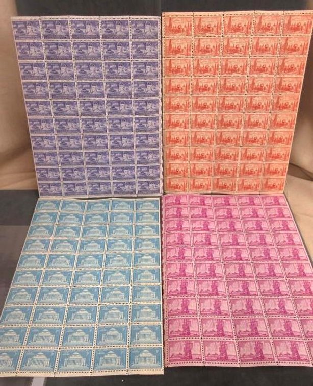 (4) Sheets of 3 cent stamps