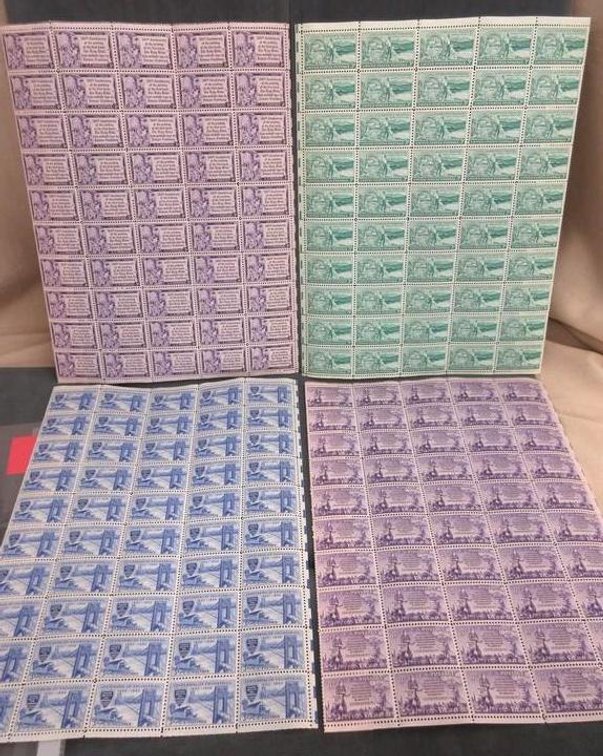 (4) Sheets of 3 cent stamps