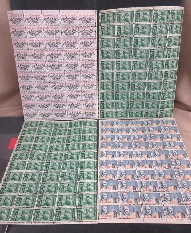 (3) Sheets of 5 cent stamps (1) Sheet of 8 cent stamps