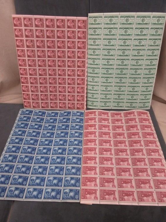 (3) Sheets of 3 cent stamps (1) Sheet of 8 cent stamps