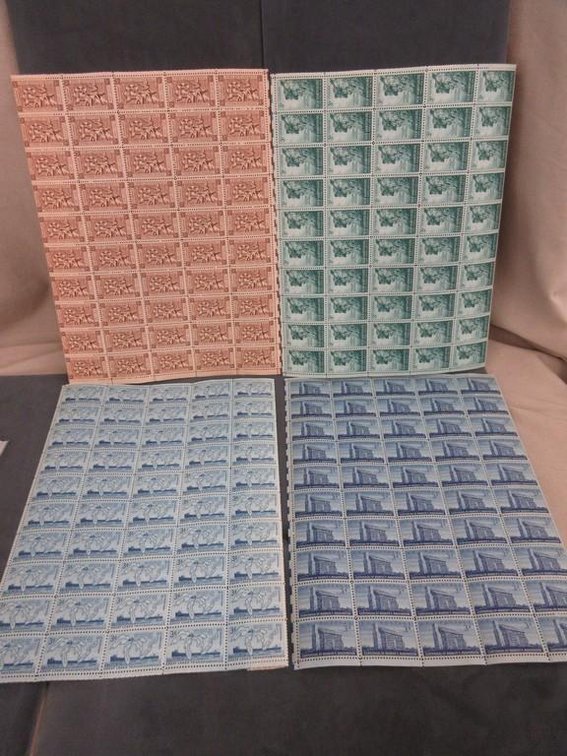 (4) Sheets of 3 cent stamps