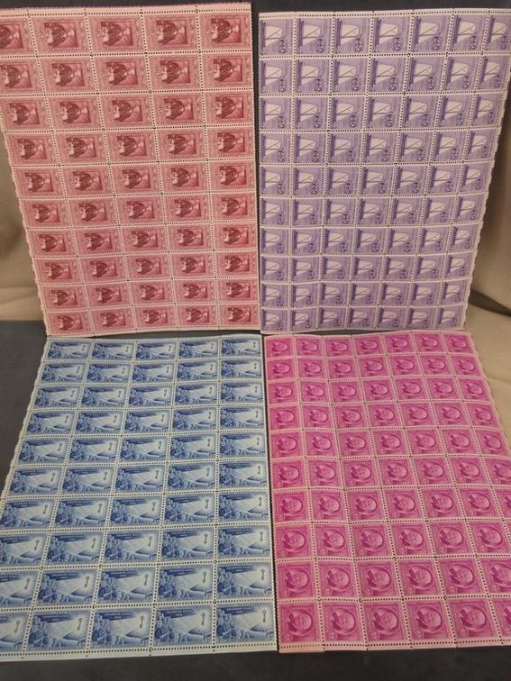 (4) Sheets of 3 cent stamps