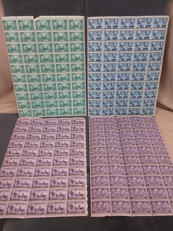 (3) Sheets of 3 cent stamps (1) Sheet of 1 cent stamps