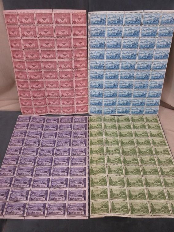 (4) Sheets of 3 cent stamps