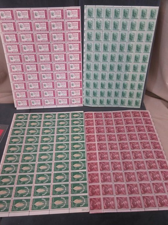 (1) Sheet of 1 cent stamps (2) Sheets of 4 cent stamps (1) Sheet of 5 cent stamps