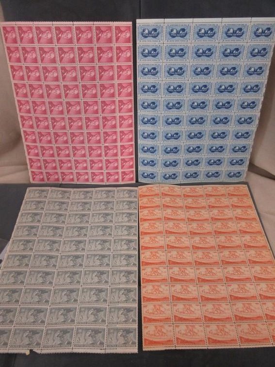 (4) Sheets of 3 cent stamps