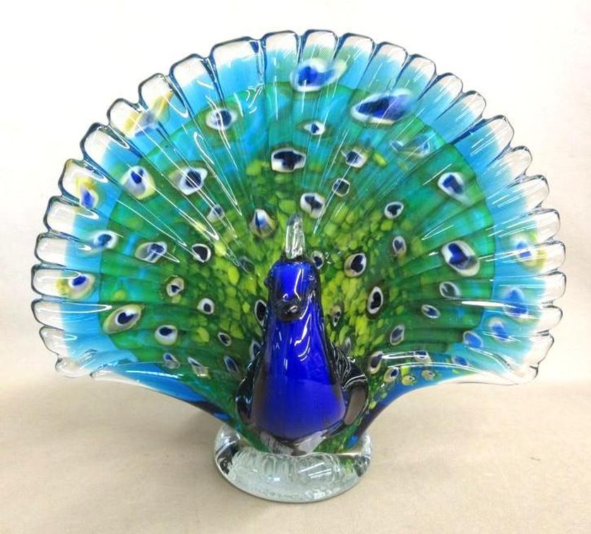Art glass Peacock figurine