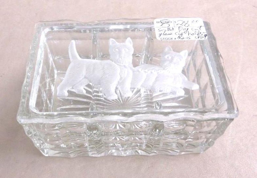 Scottie Dog theme clear glass covered dish