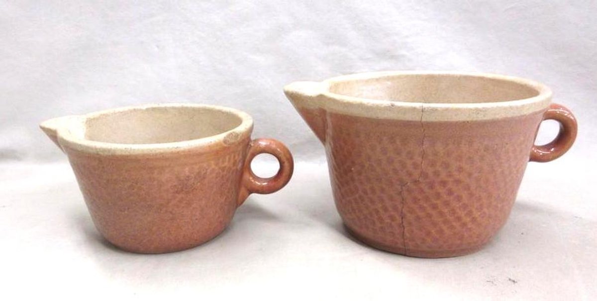 (2) Oven Ware Kla-Ham'rd handled cups with pour spout