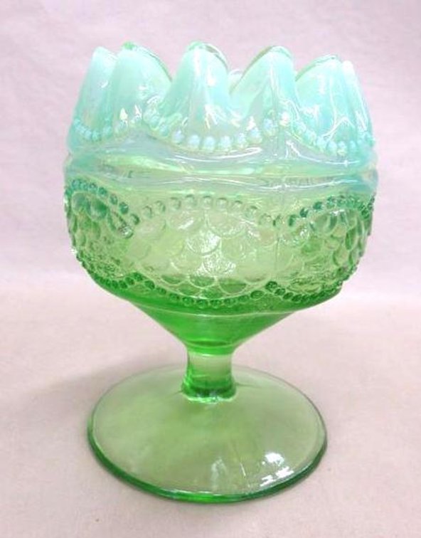 Green opalescent ruffled edge cup