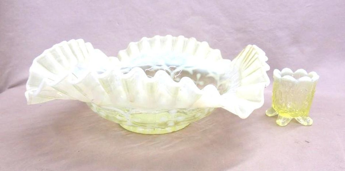 (2) Yellow opalescent glass pieces