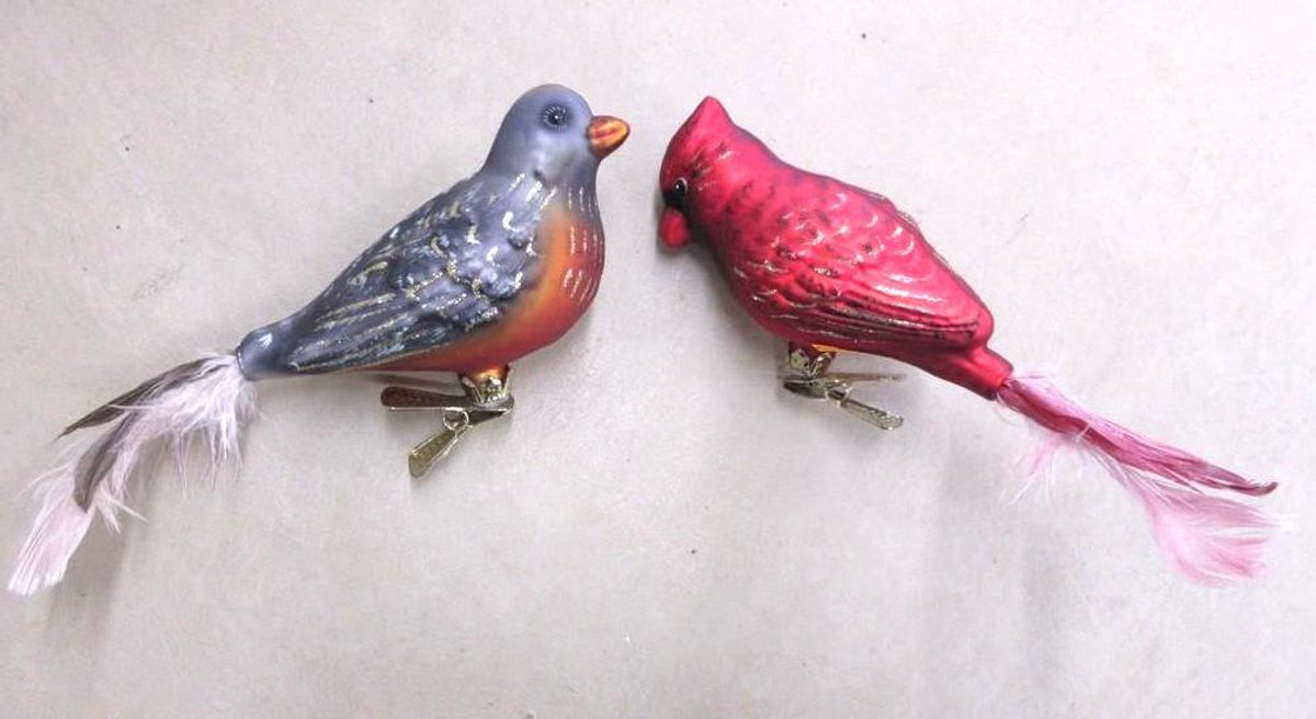(2) Vintage bird tree hangers with clips