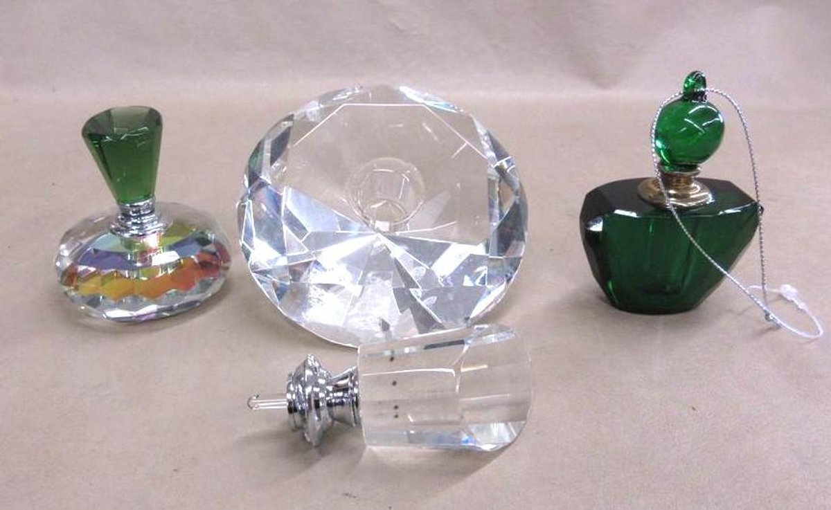 (3) Art glass perfume bottles