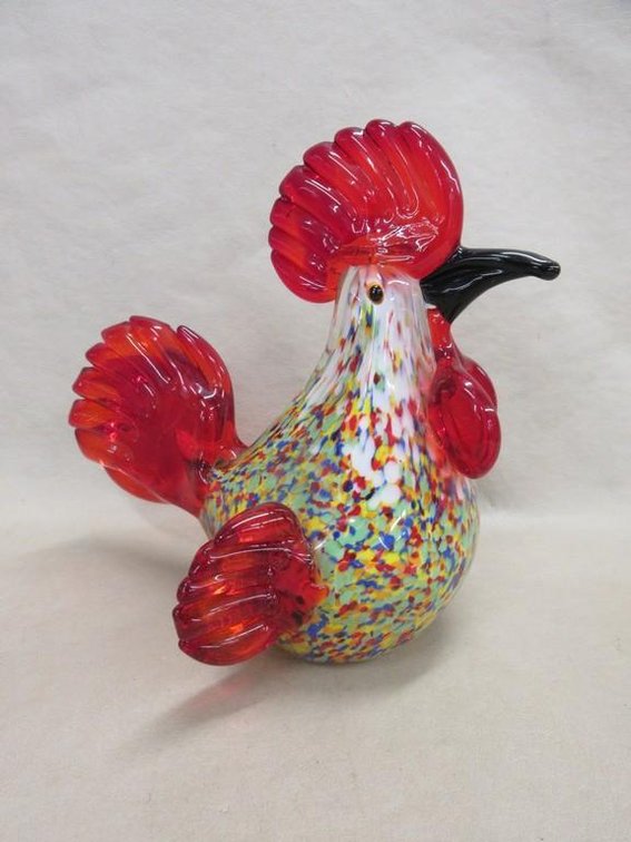Art glass rooster figurine