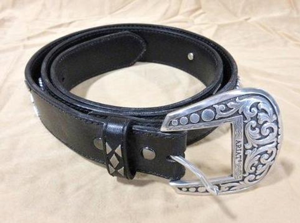 Ariat black leather belt with adornment