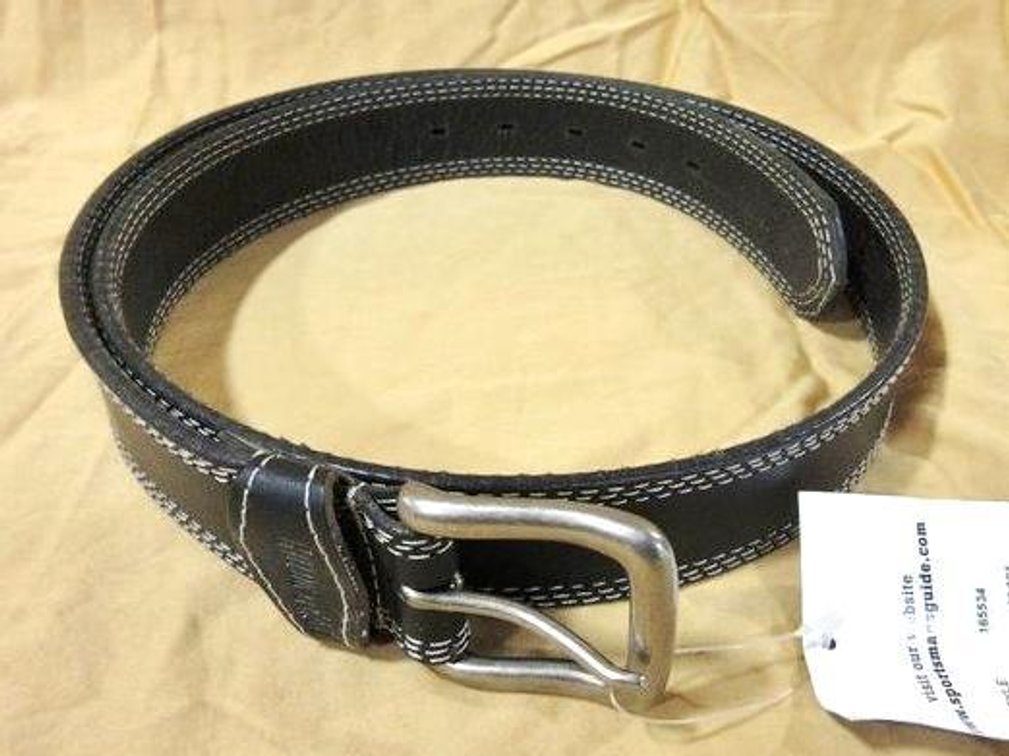 Guide Gear black leather belt with white thread
