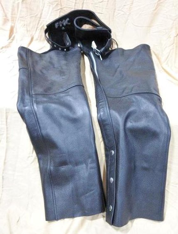 FMC black leather chaps