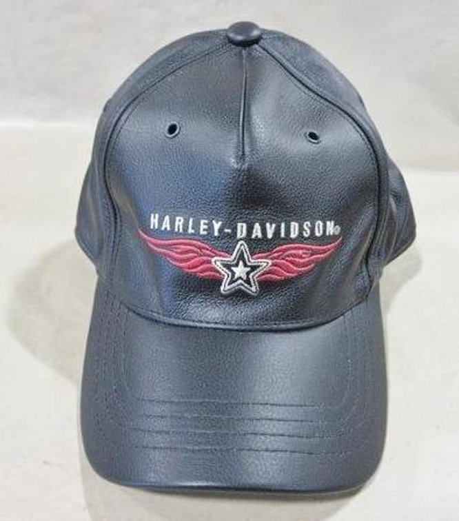 Harley-Davidson black leather fitted hat