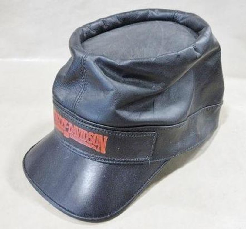 Harley-Davidson black leather fitted hat