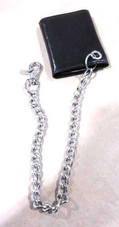 Faded Glory black leather wallet with chain