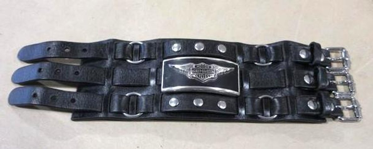 Harley Davidson black leather bracelet