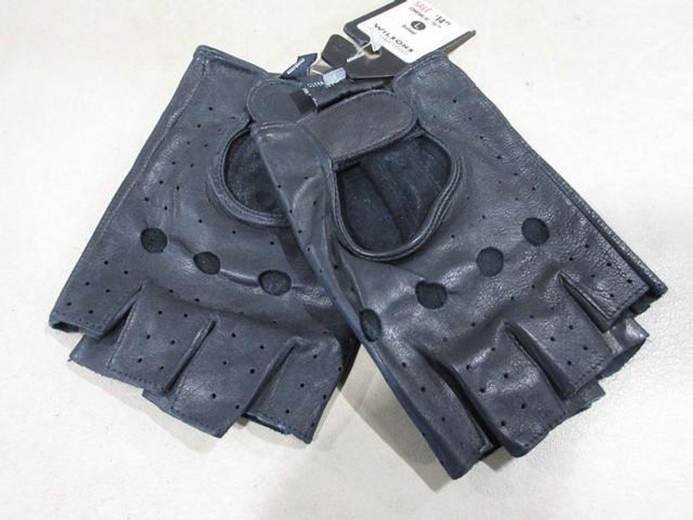Wilson black leather fingerless gloves