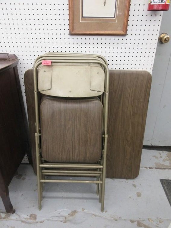 Vintage card table and 4 chair set