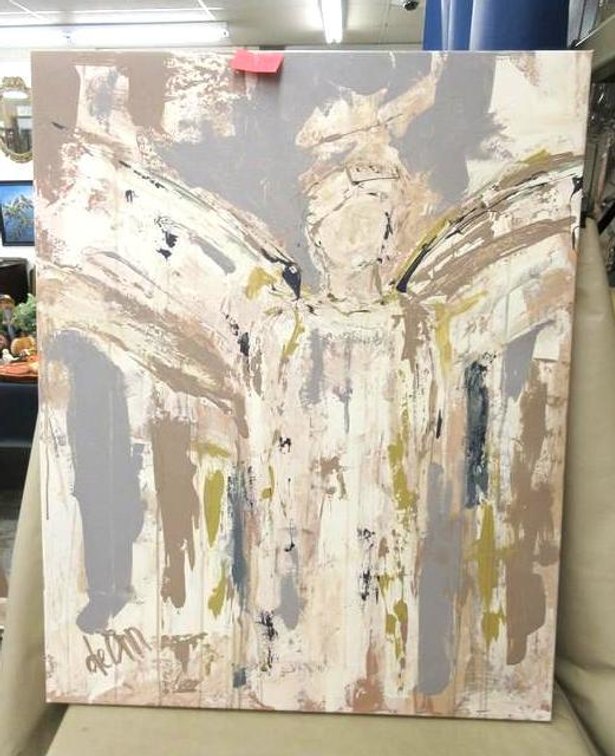 Abstract art painted print "She is Clothed in Strength"