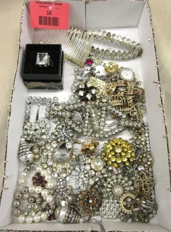 Flat of rhinestone jewelry
