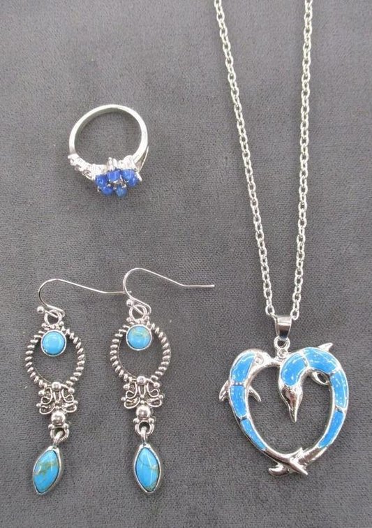 Turquoise tone jewelry group