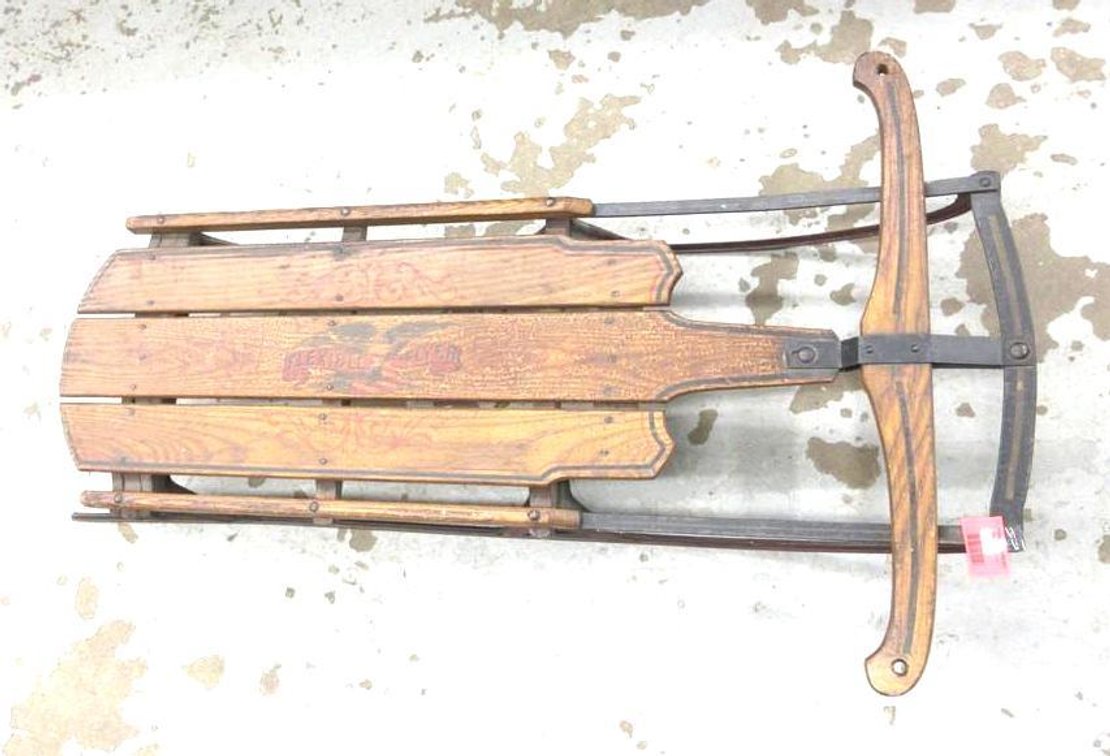 Antique Flexible Flyer wooden runner sled