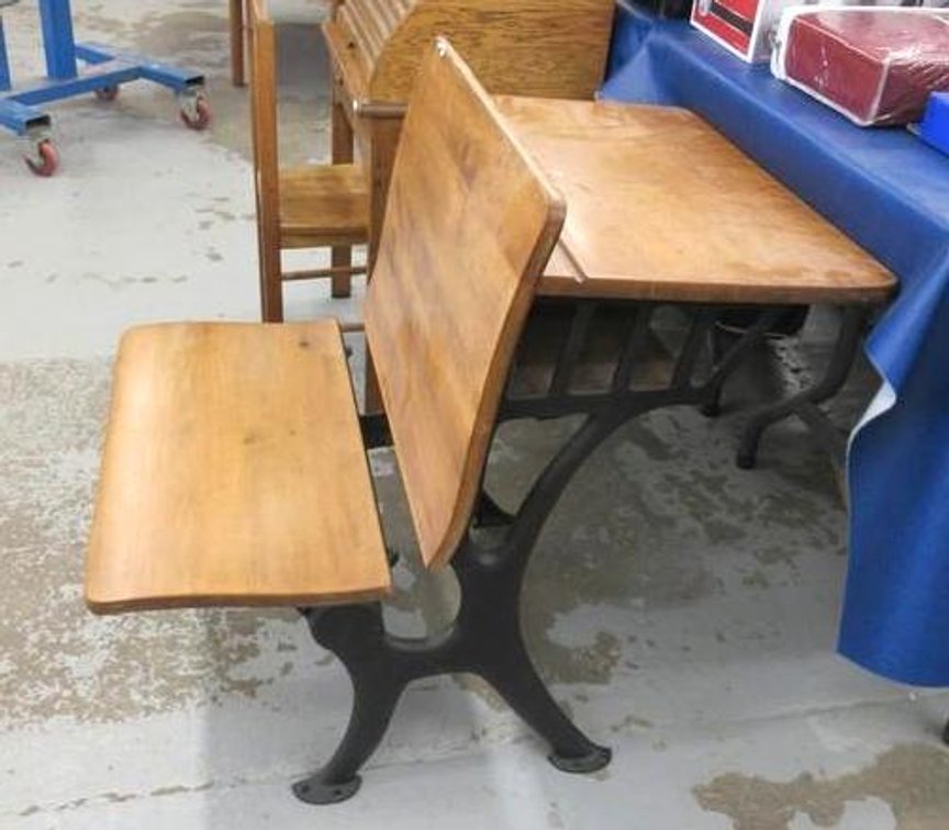 Vintage wooden school desk