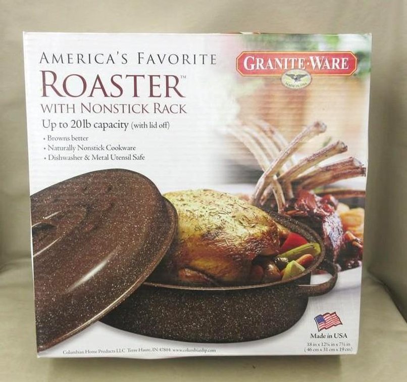 Granite Ware roaster with nonstick rack , up to 20lb capacity