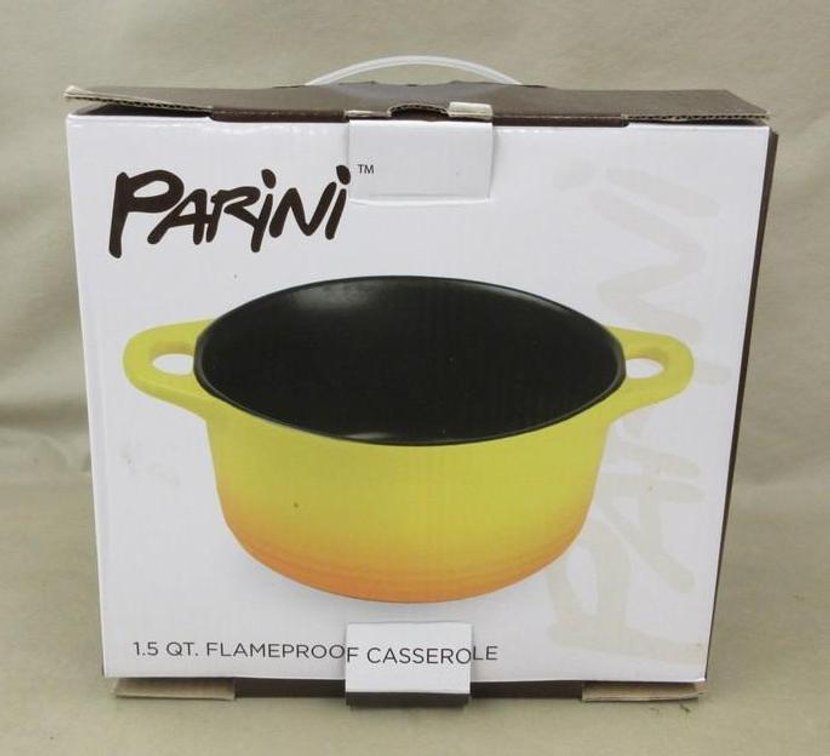 Parini 1.5 qt. cast metal flameproof casserole, yellow