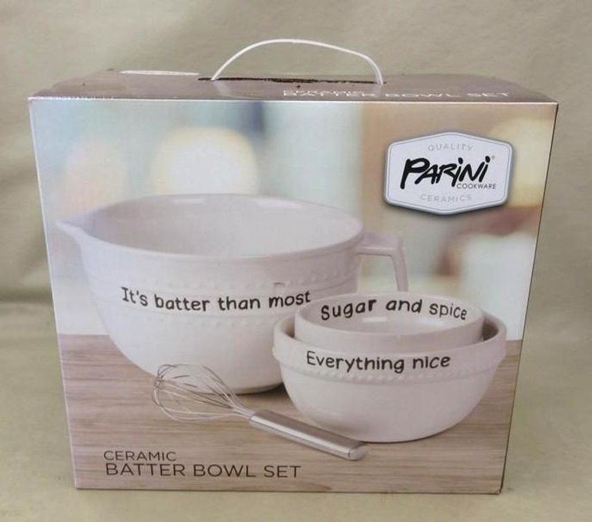 Parini 3 pc ceramic batter bowl set, It's batter than most, sugar and spice and everything nice