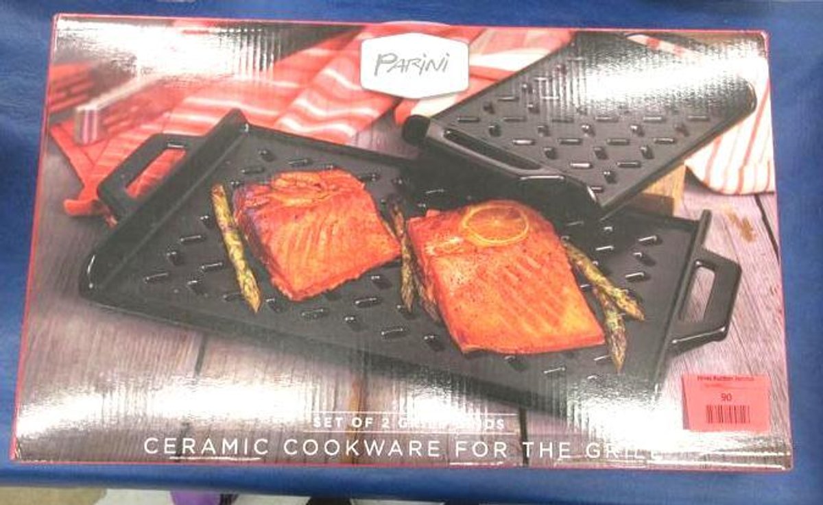 Parini ceramic cookware for the grill set of (2) grill grids