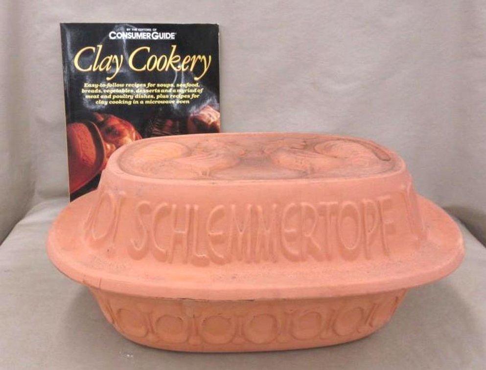 Clay Cooker with cookbook