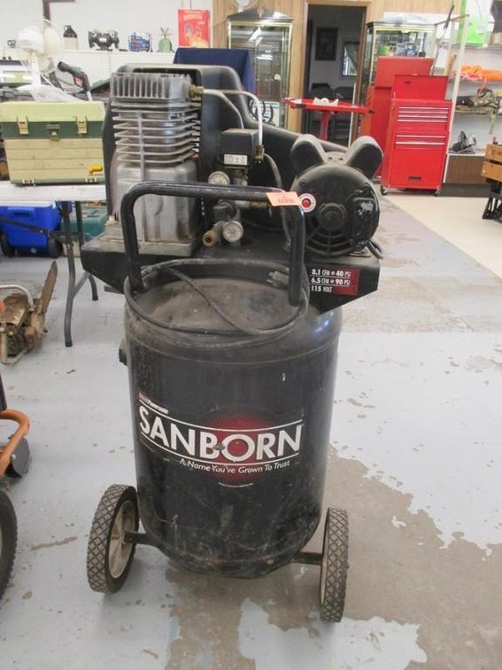 Sanborn upright air compressor