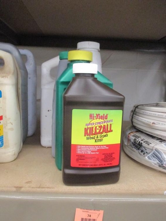 (4) Jugs of yard chemicals