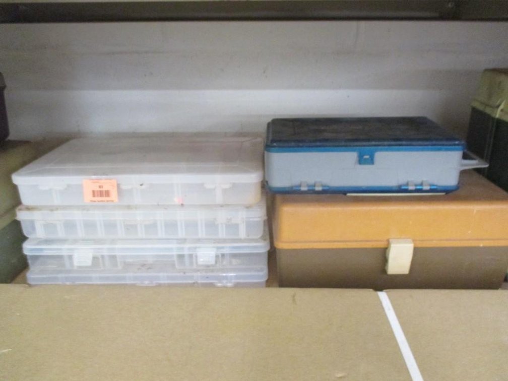 Group of plastic tackle boxes