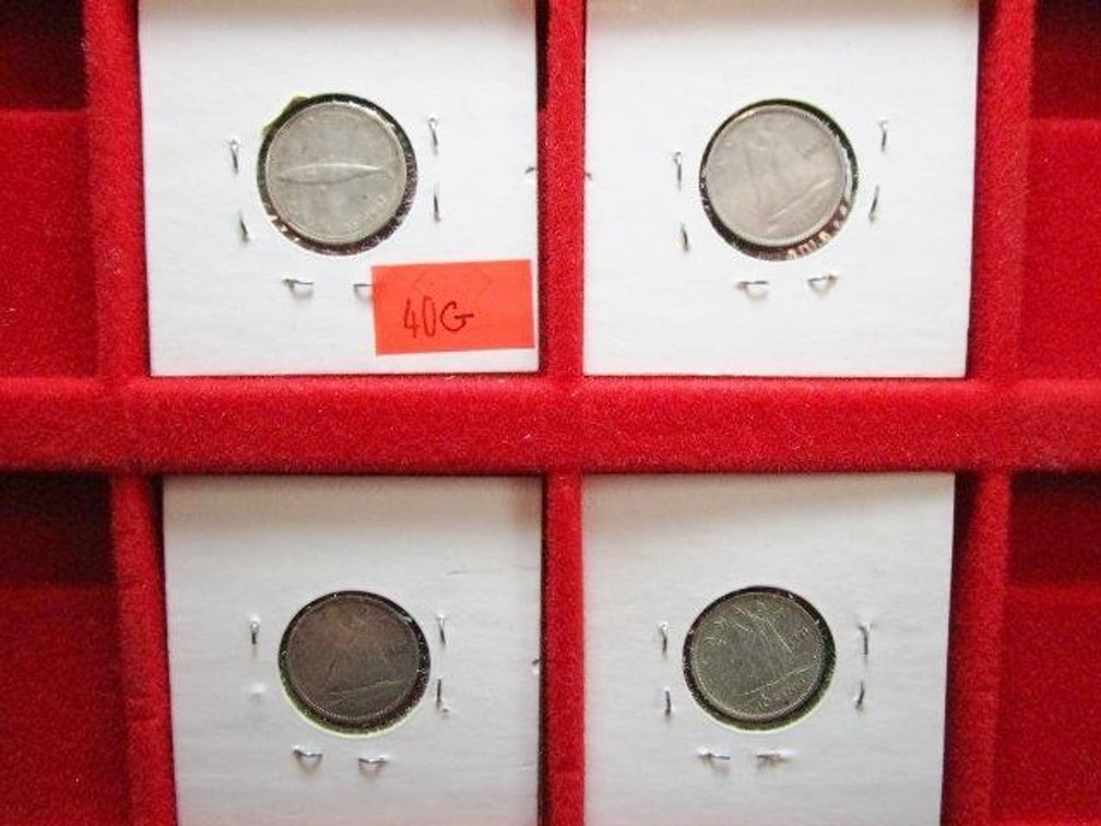 1941, 1945, 1947 & 1967 Canada dimes