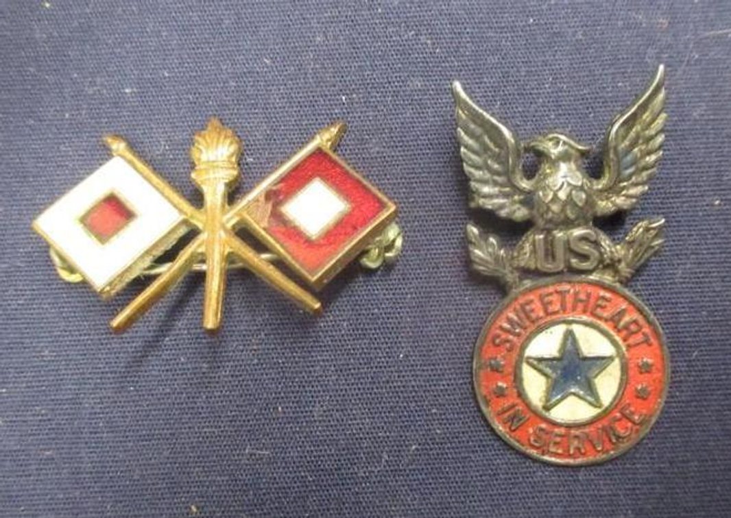 WWII Signed Corps pin and Sweetheart pin