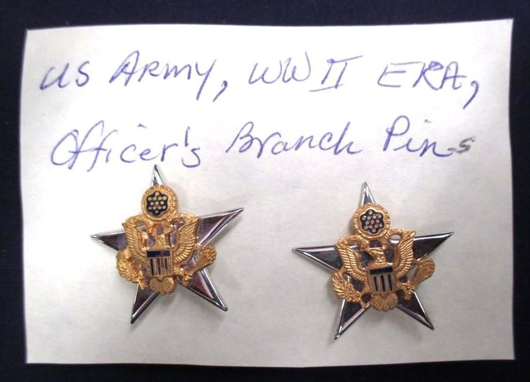 Pair of US Army WWII Era Officer's Branch pins