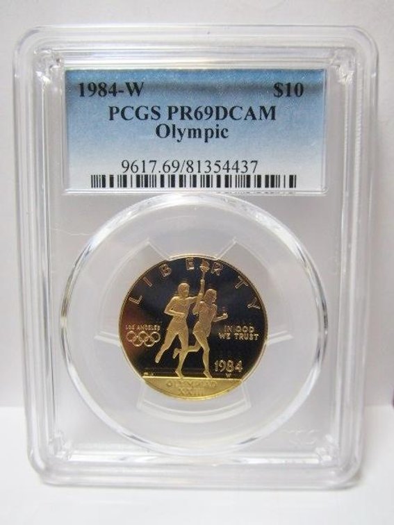 1984-W $10 Olympic gold graded PR69DCAM