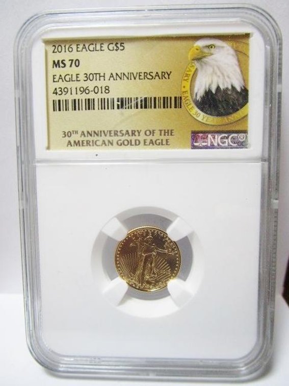 2016 $5 Gold Eagle graded MS70