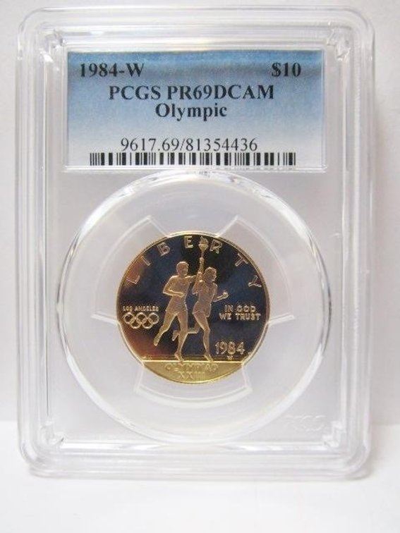 1984-W $10 Olympic gold graded PR69DCAM