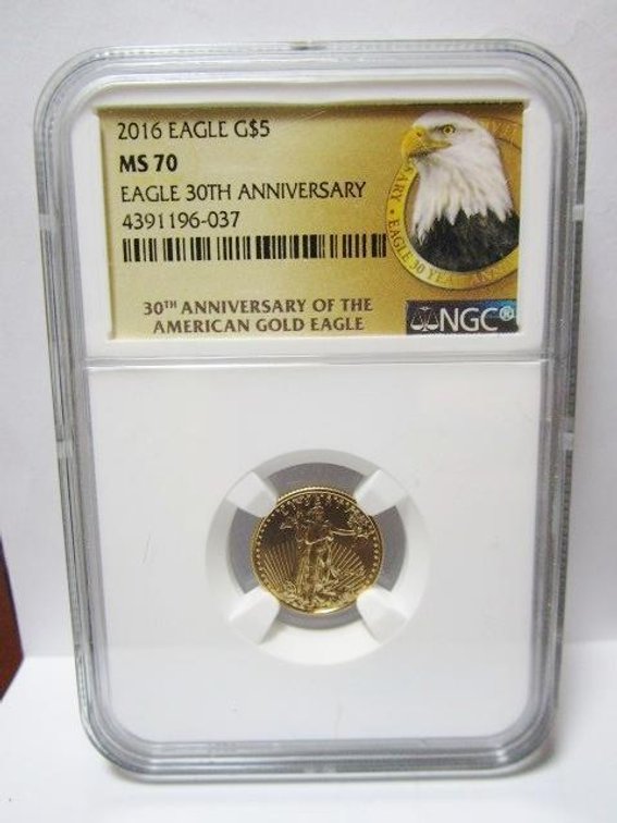 2016 $5 Gold Eagle graded MS70