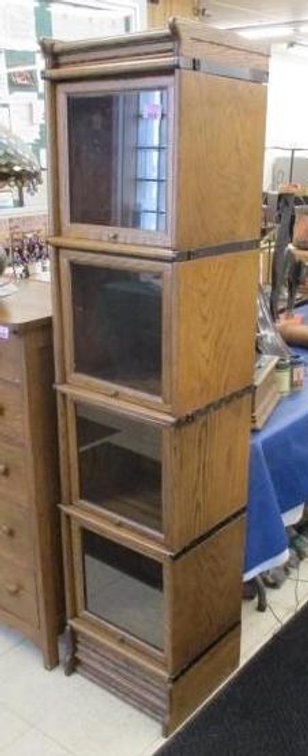 Oak narrow Barrister's book case